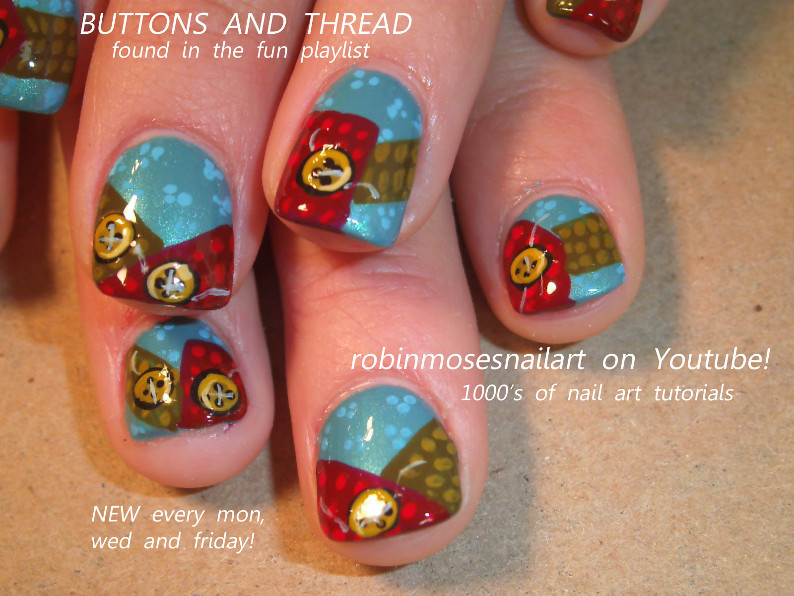 sew cute! nail art buttons & pattern a sewi…